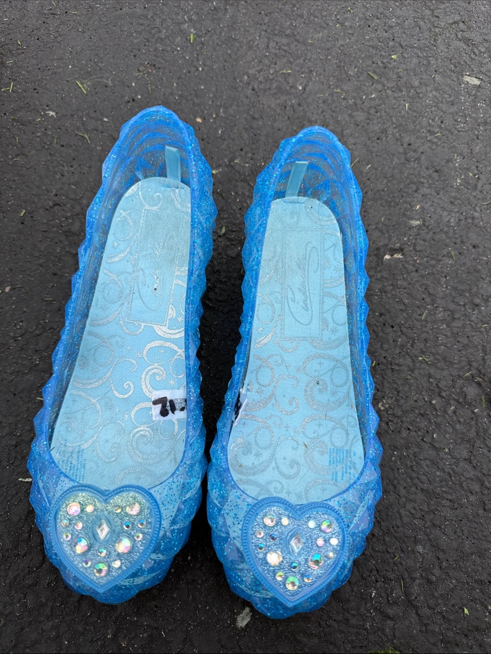 Disney Cinderella Heart Jelly Heels with Rhinestone Detail - size 11-12